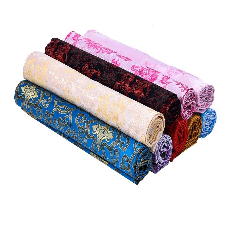 七彩龙凤红色--1米价 织锦缎布料 丝绸唐装旗袍仿古古装汉服布料被面