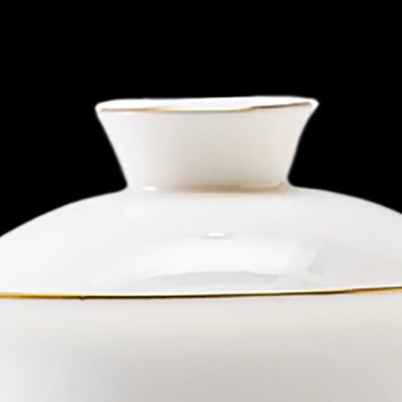 羊脂玉泡茶杯170ml 描金款 长10.5*高9.1cm高清大图