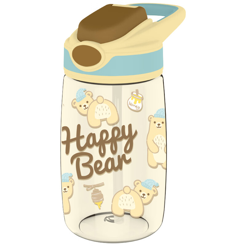 乐扣乐扣吸管水杯儿童卡通可爱Tritan便携带刻度幼儿园小学生男女通用 黄色【400ml】ABF655