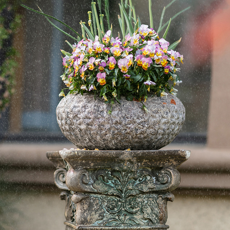 家柏饰(CORATED)复古手工土陶罐粗陶花盆 红陶灰色圆形吊兰绿萝多肉插花透气 圆形花器(小号) 大高清大图