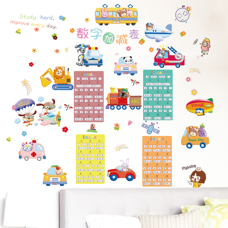 宝宝早教趣味学习算数表贴纸幼儿园儿童房卡通创意布置装饰墙贴画数字加减表特大报价 参数 图片 视频 怎么样 问答 苏宁易购