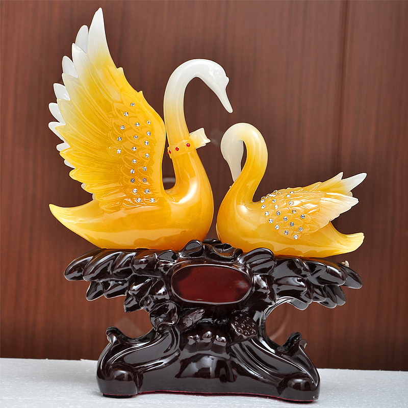礼品之家 工艺品家居饰品装饰品 天鹅摆件 结婚礼物实用创意新婚婚庆礼品树脂送女朋友七夕情人节礼物