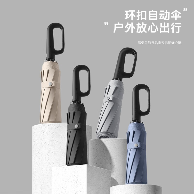 美度(MAYDU)男士商务三折自动黑胶防晒防紫外线女晴雨两用太阳伞M3393