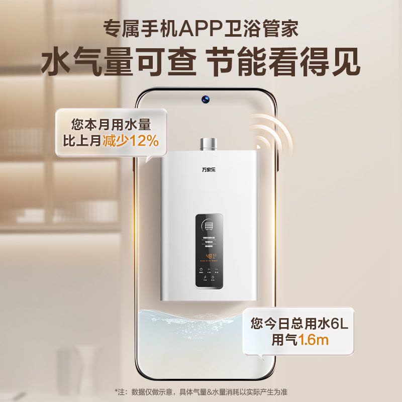 万家乐 13升燃气热水器 升级0.1度恒温智能变升 ECO节能电辅防冻WIFI智控 天然气JSQ26-13TP1(F)图片