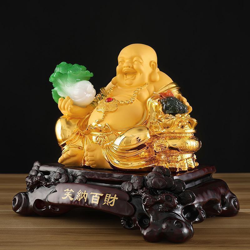 大号弥勒佛摆件金蟾风水玉白菜笑佛像大肚弥勒佛客厅供奉_644_504
