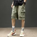 日工装短裤男夏季薄款宽松百搭潮流简约外穿时尚短裤 M 绿色