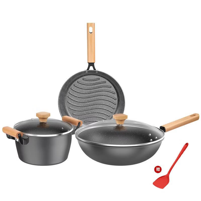 康巴赫 乐享麦饭石色三件套 LPB-T03L 锅具套装 LPB-T03L 1套