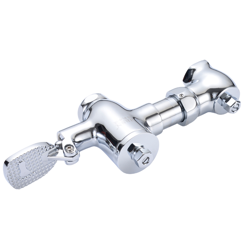 洁豹水暖全铜高档蹲便器卧式脚踏延时阀冲洗阀 可伸缩款 JB6020 (单位：套)高清大图