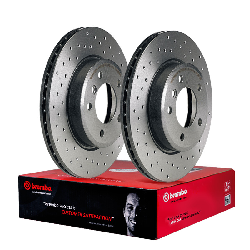 布雷博(brembo)后盘.打孔08.A202.1X适配高尔夫6/迈腾/CC/帕萨特B7/B8/途观/夏朗/Q3(对装)