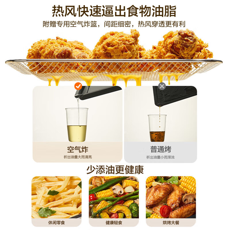 苏泊尔(SUPOR)风炉电烤箱[空气炸+烘烤一体]42L大容量独立控温低温发酵搪瓷内胆大彩屏OD42AK825高清大图