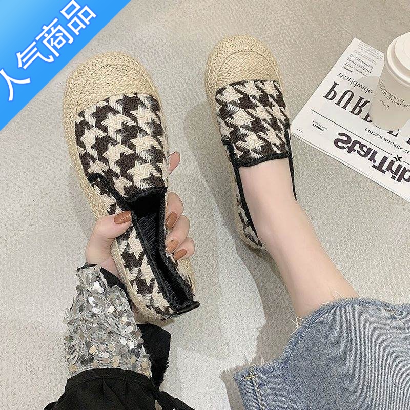 SUNTEK渔夫鞋女一脚蹬懒人豆豆鞋2023秋季新款单鞋平底舒适休闲乐福鞋女高清大图