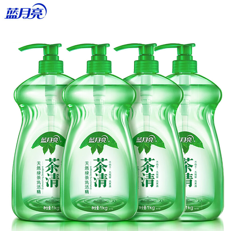 蓝月亮茶清天然绿茶洗洁精1kg×4瓶