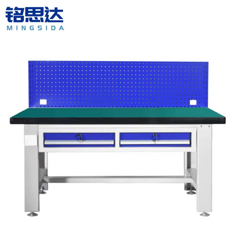 铭思达重型钳工操作台1.2米平二抽单挂板张高清大图