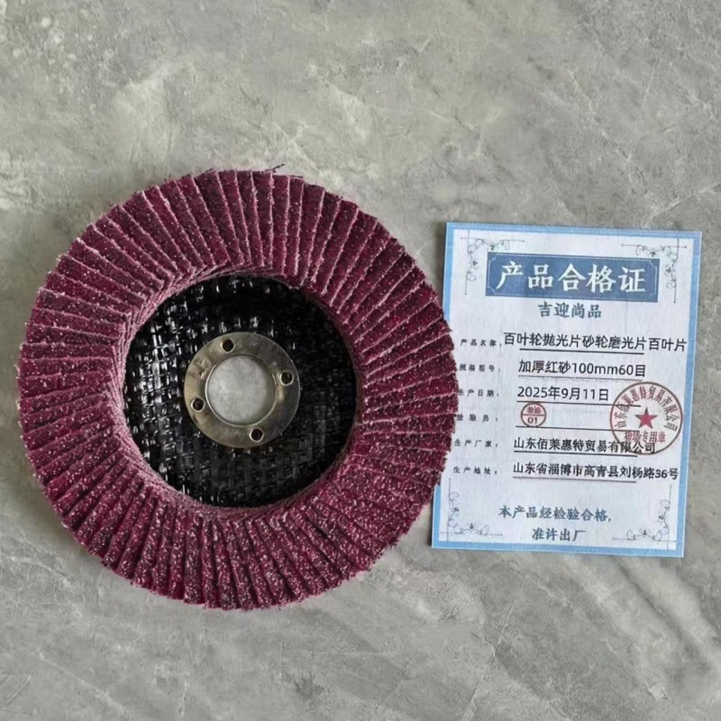 吉迎尚品 百叶轮抛光片砂轮磨光片百叶片 多规格 片 加厚红砂100mm60目
