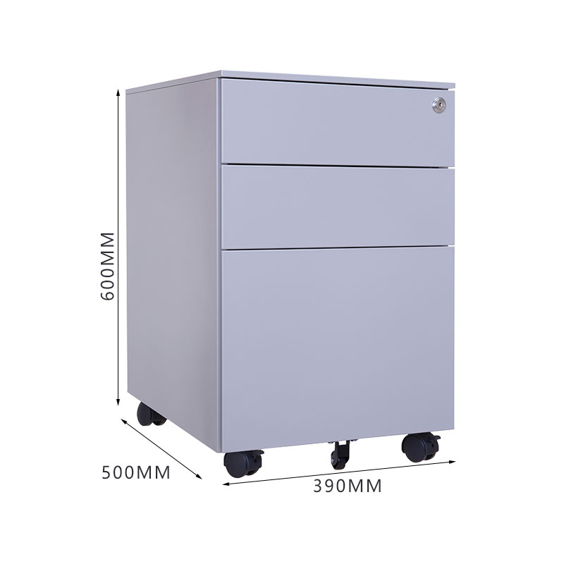 臻远 ZY-HDGB-03 钢制活动柜办公文件柜三抽储物矮柜 侧拉款闪银灰色高清大图
