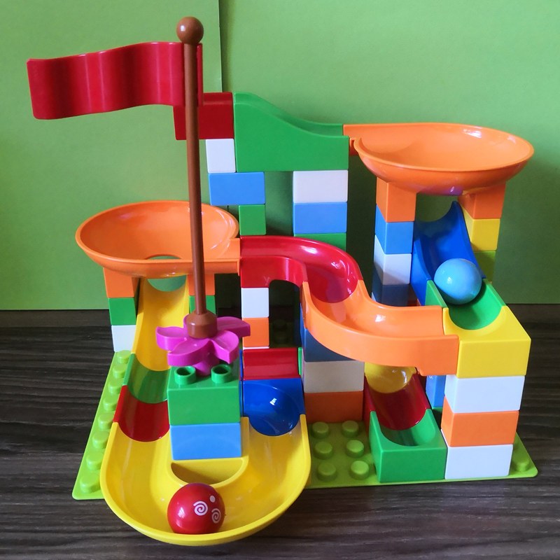 百变滑道积木大颗粒拼装积木颗粒儿童组装拼插玩具36周岁296颗粒滑道