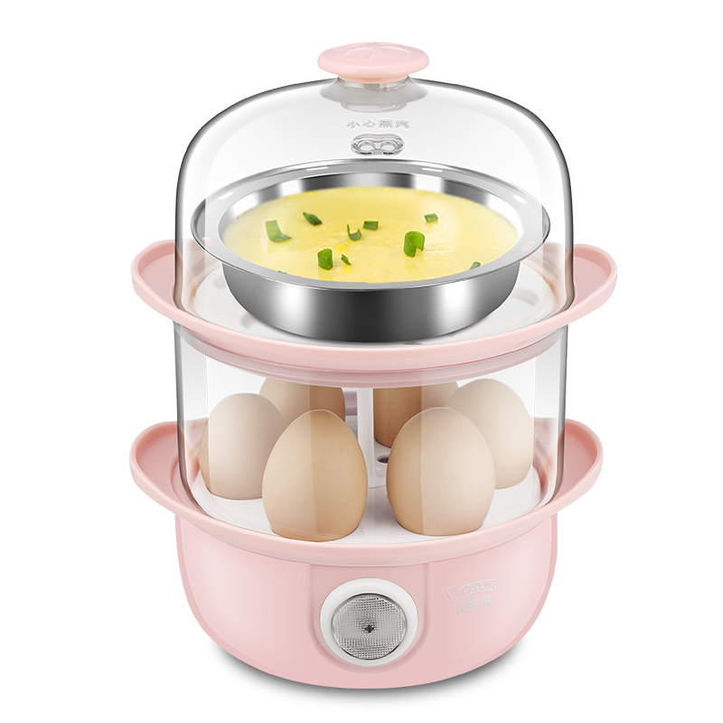 小浣熊双层煮蛋器蒸蛋器自动断电家用 早餐小型煮蛋器