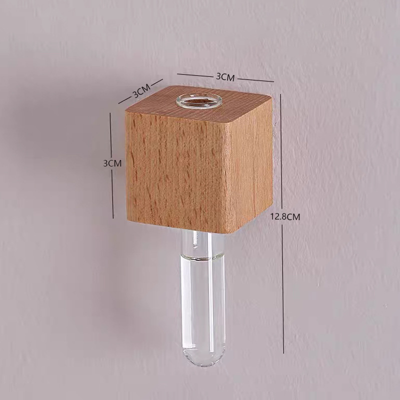 实木插花器创意试管插花器冰箱贴磁贴留言固定磁力贴水培植物花瓶高清大图