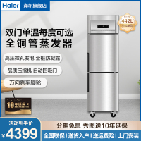 海尔455D2大容量商用两室小型立式两门冷冻厨房冰箱直冷冷柜