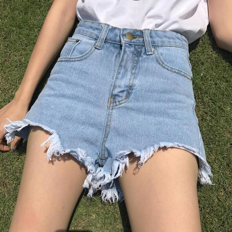牛仔裤短裤2018夏季女装新款韩版毛边水洗休闲高腰显瘦直筒热裤子