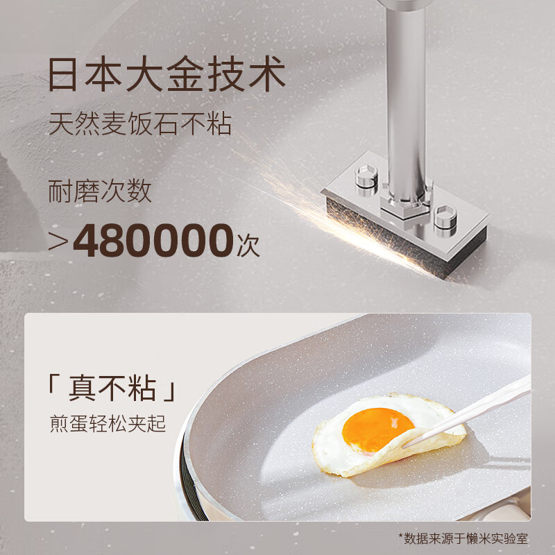 懒米懒米铃铛平底锅不粘锅家用牛排小煎锅电磁炉燃气通用 无盖[适用1-2人] 28cm高清大图