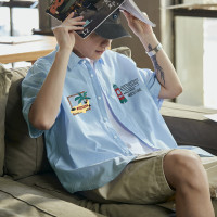 唐狮衬衫男短袖图案短袖衬衫男士短袖衬衫短袖衬衫男夏季衬衫男