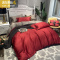 结婚红色四件套棉 北欧简约婚庆床上用品 婚礼60支棉被套床单 三维工匠