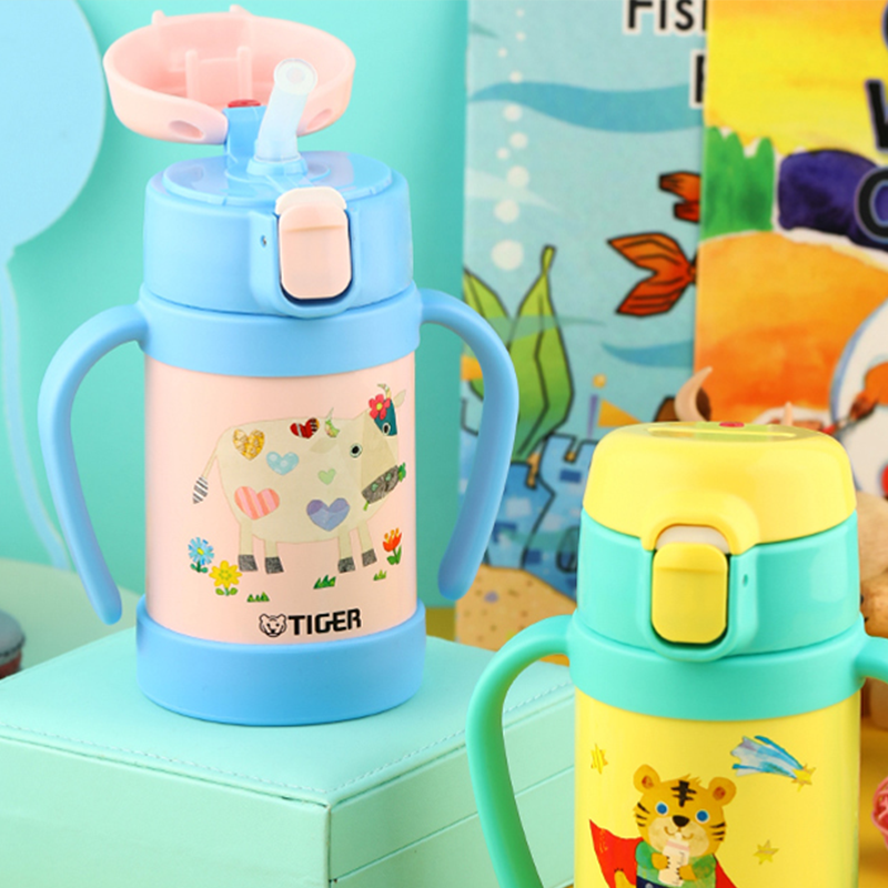 虎牌(tiger) 304不锈钢保冷杯幼儿卡通吸管杯儿童吸管水杯 双把手杯 MCK-A28C 280ml高清大图