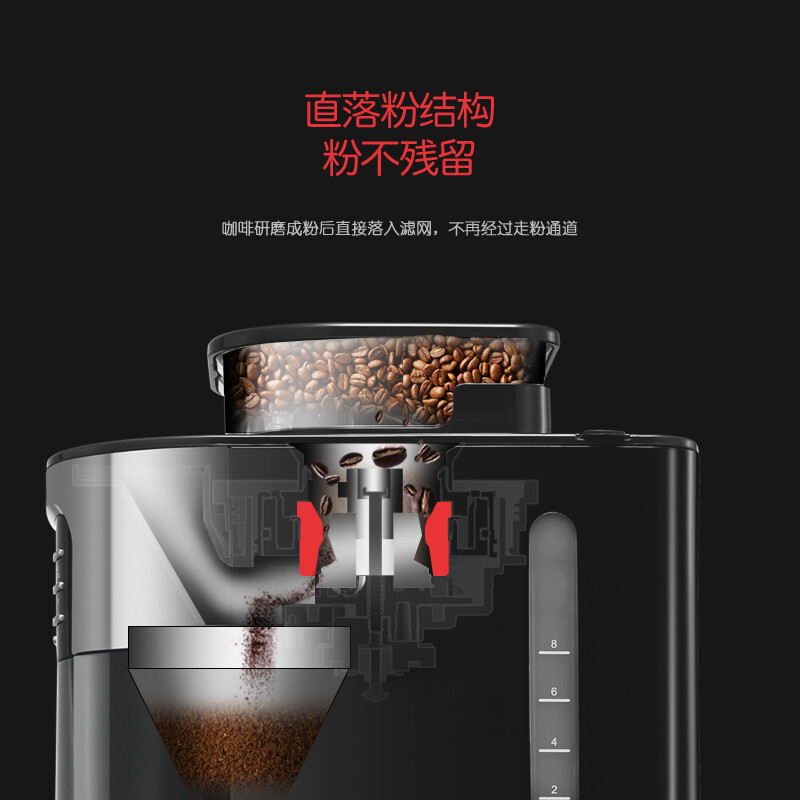 摩飞 咖啡机 MR1028 全自动磨豆家用办公非胶囊咖啡机