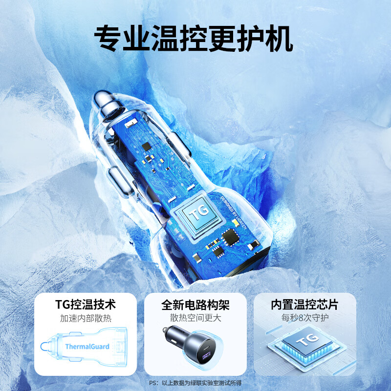 绿联52.5W PD+QC双口车载快速充电器深空灰 CD213/60980 (货期3-6天)高清大图