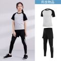 儿童跑步训练服女童运动速干衣打底裤篮球舞蹈瑜伽跑步健身服套装_1_606 30码 灰色二件套A