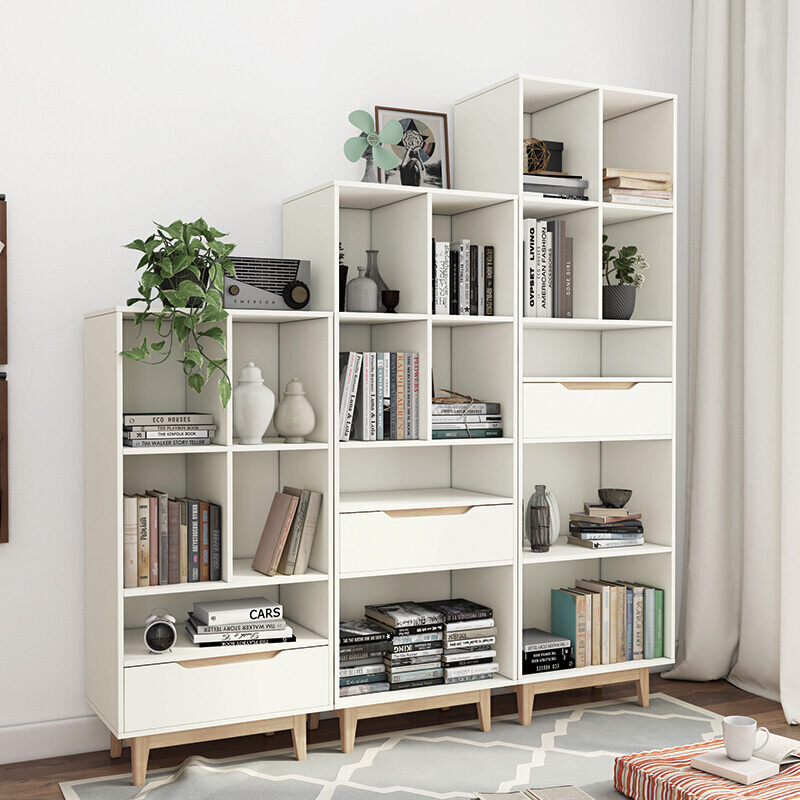 北欧客厅简约书柜小书架日式现代书房储物柜书柜书架北欧简欧书柜