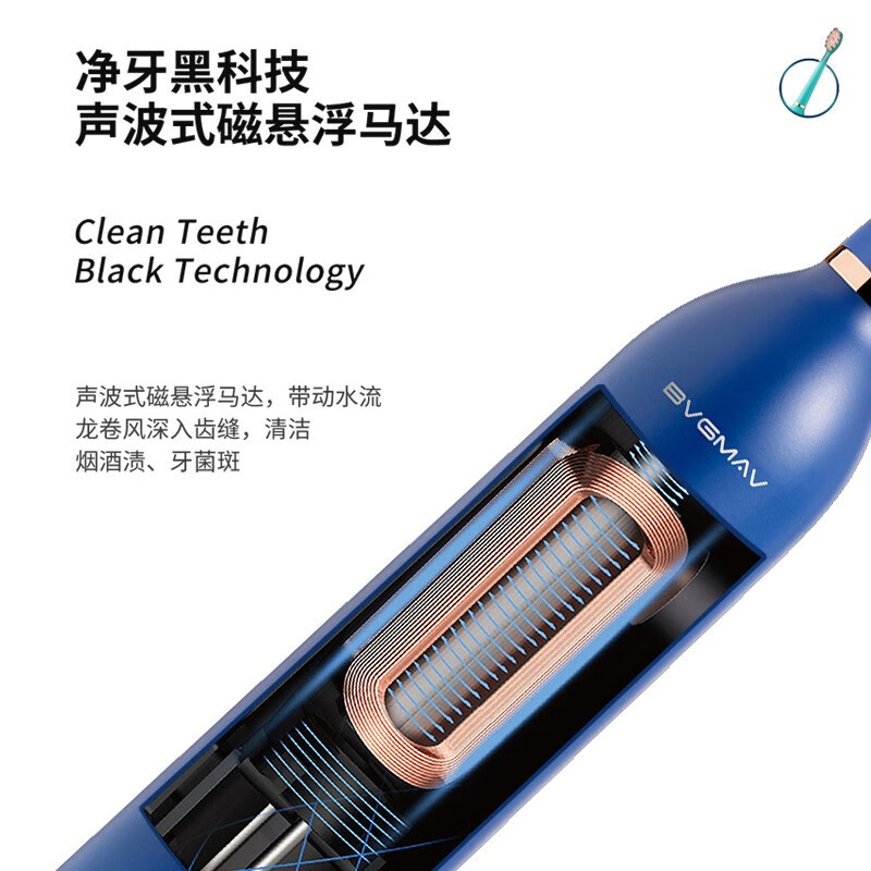 宝威玛 声波电动牙刷 BAY-T04 BL渐变蓝高清大图