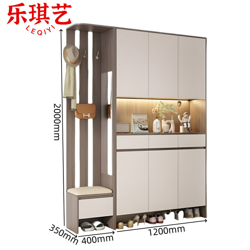 乐琪艺 玄关柜鞋柜组合 160*35*200cm 套高清大图