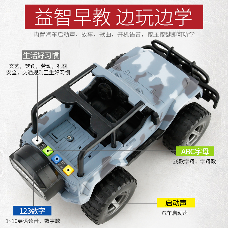 男孩大号惯性越野车玩具儿童音乐早教玩具吉普汽车模型生日 红色越野车+工程翻斗车+大号洒水车+大号救援车高清大图