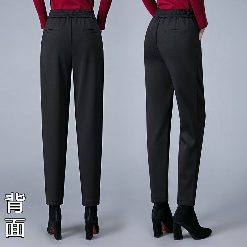 中年女裤2020新款潮冬季外穿加绒加厚裤子女宽松显瘦哈伦裤女