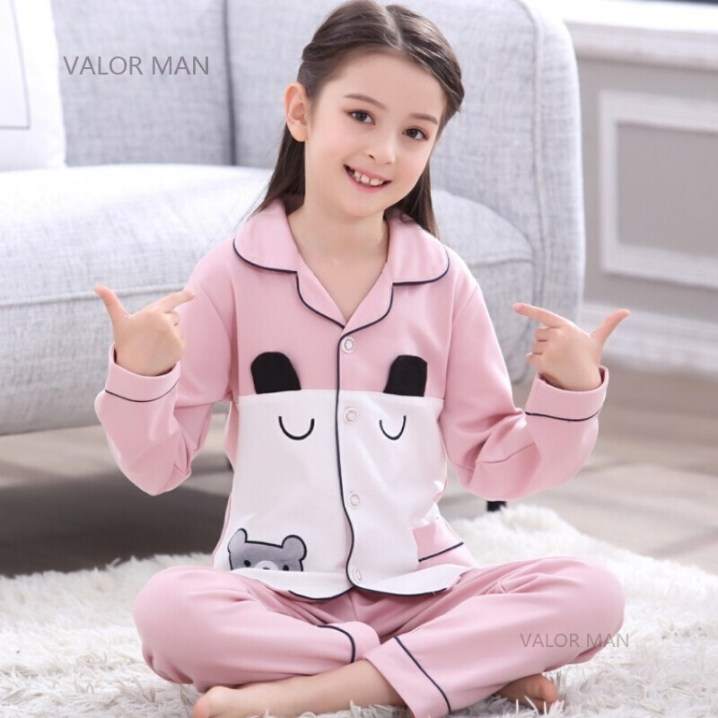 春秋女童睡衣纯棉夏季长袖公主开衫可爱全棉女孩中大童家居服套装KAY11161开衫长袖女童S码[145-150CM体重70