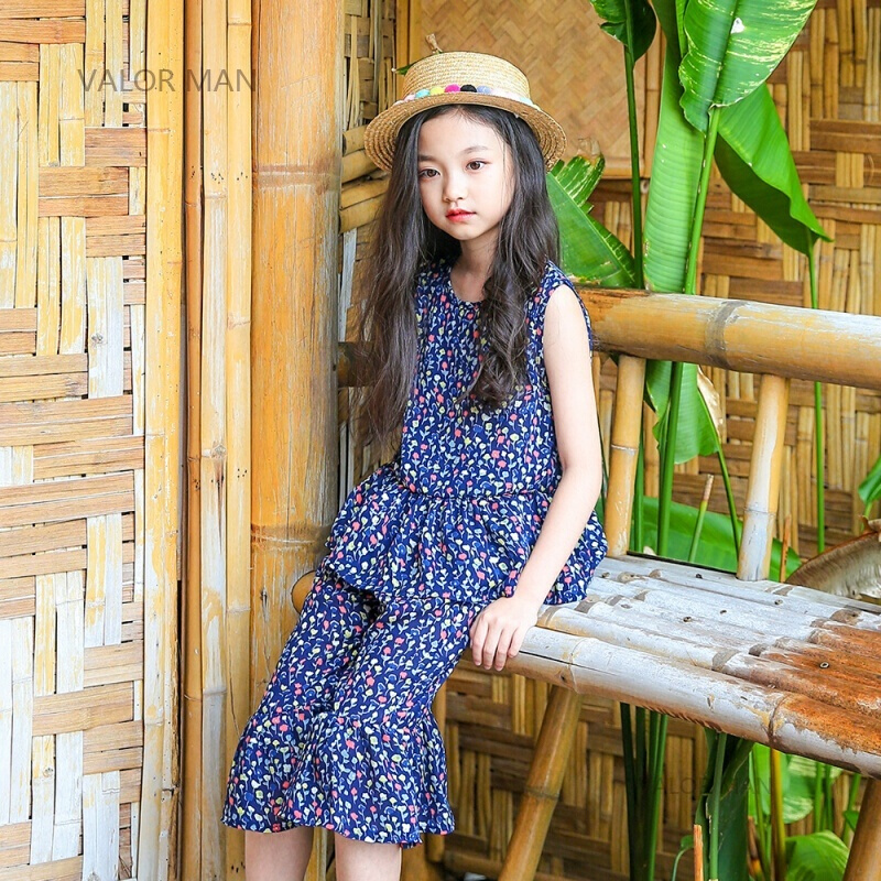2018韩版背心套装新款女童套装夏季中大童碎花两件套童装碎花/现货
