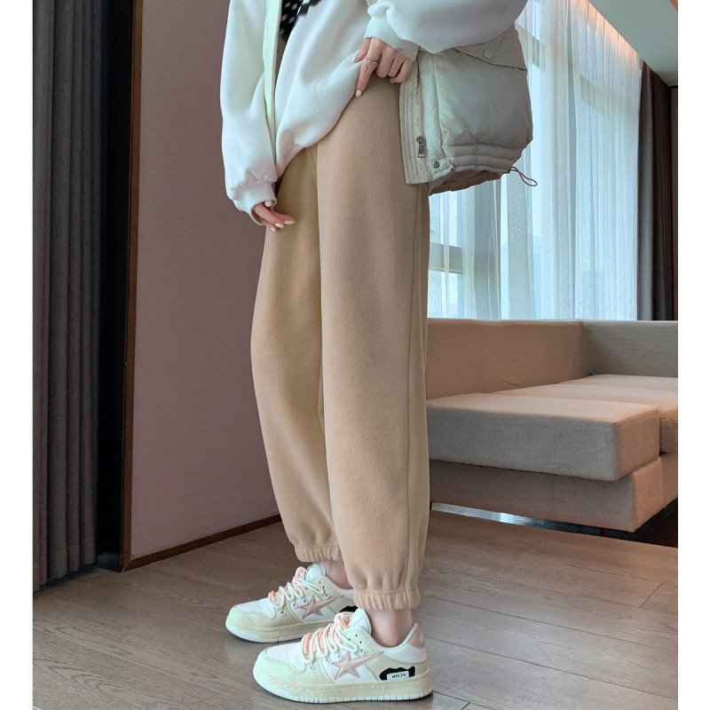 [2.5折价62元]唐狮秋冬季休闲束脚裤女加厚束脚哈伦萝卜休闲奥利绒卫裤保暖长裤女