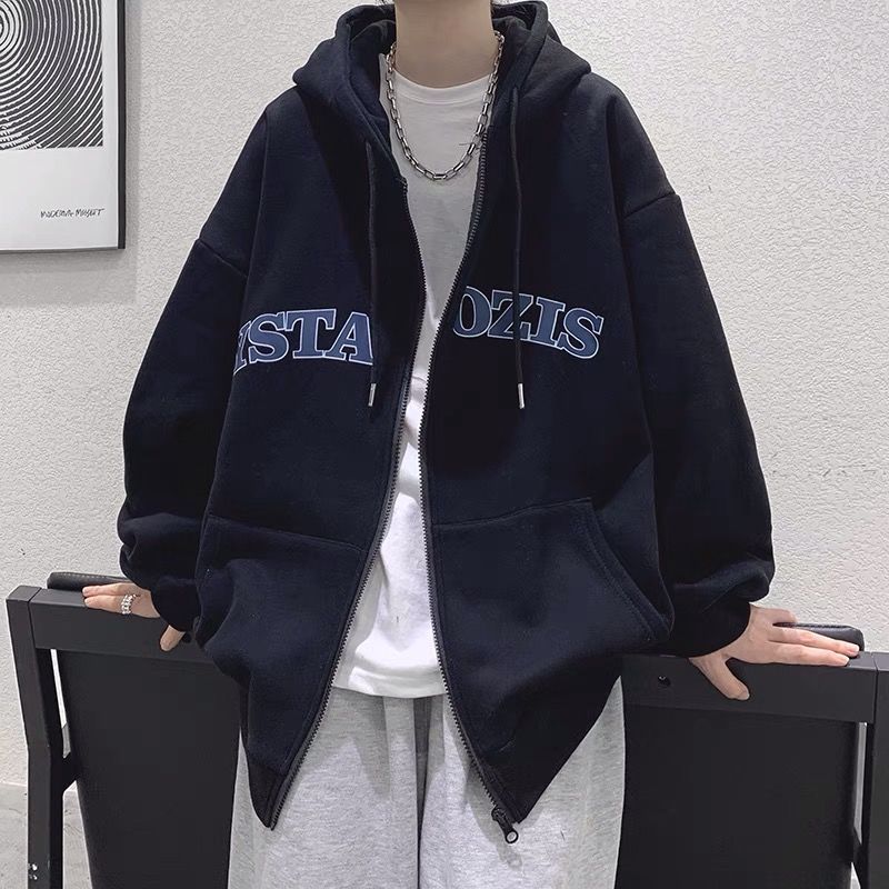 美式连帽开衫卫衣外套男韩版潮宽松复古百搭秋冬季休闲运动套装