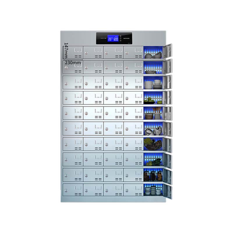 阿拉贡不锈钢员工食堂消毒餐厅紫外线高温餐盘餐具柜多格饭盒储物柜50门碗柜 紫外线消毒+高温热风循环