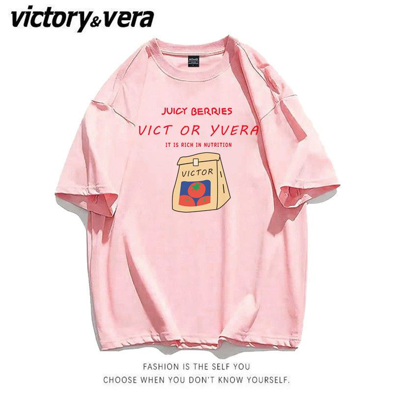 VICTORYVERA港风日系短袖t恤女夏季2022新款韩版宽松字母印花上衣