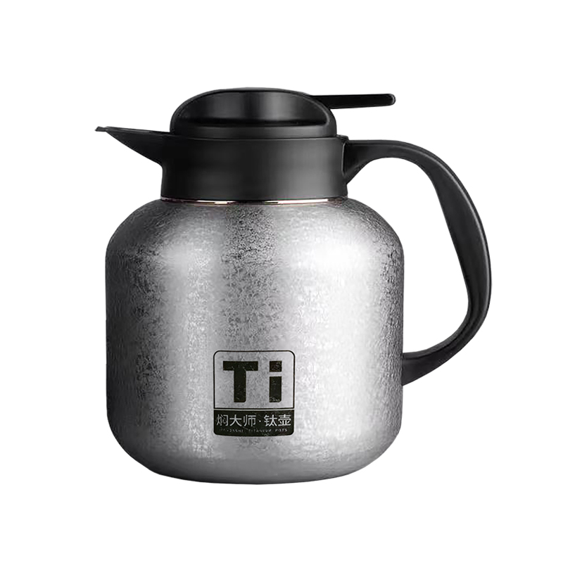 焖大师冰晶纹纯钛保温茶壶M1400T商务办公温显保温老白茶壶高清大图