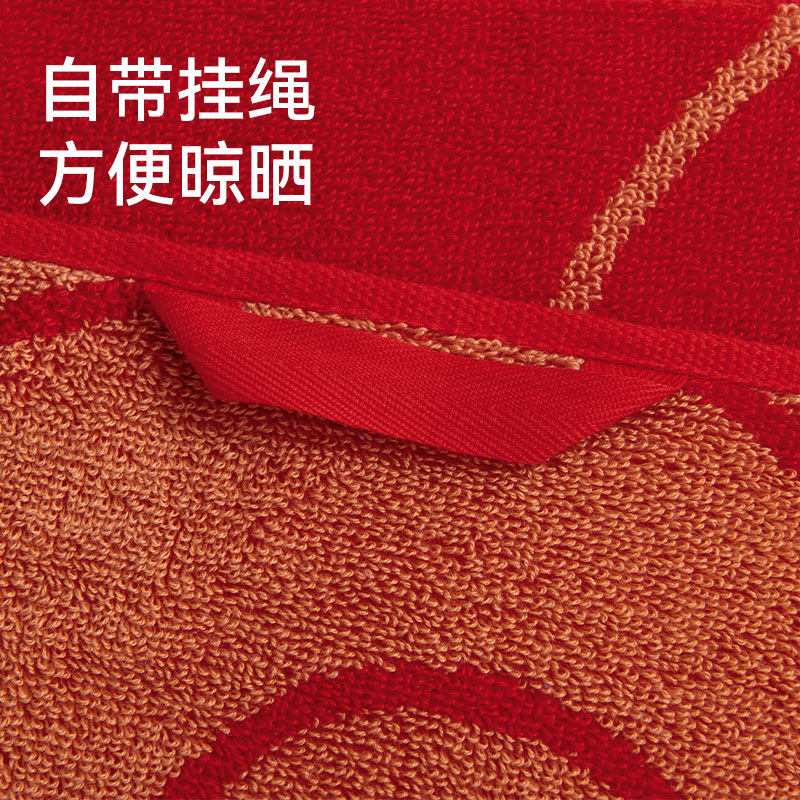 洁玉 马年生肖款纯棉毛巾-幸福加马 毛巾双条礼盒装(配套手提袋) J6001F 红色高清大图