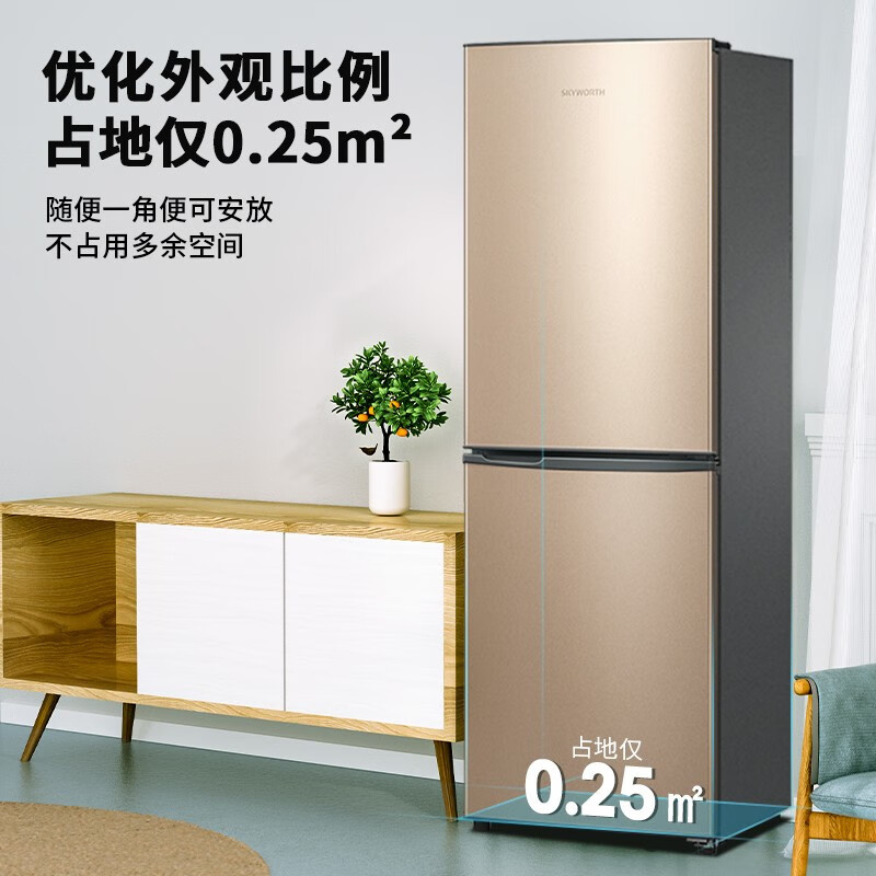 创维 创维170升小型双门冰箱家用两门小冰箱 迷你节能低音电冰箱 家用租房冰箱 BCD-170普利金