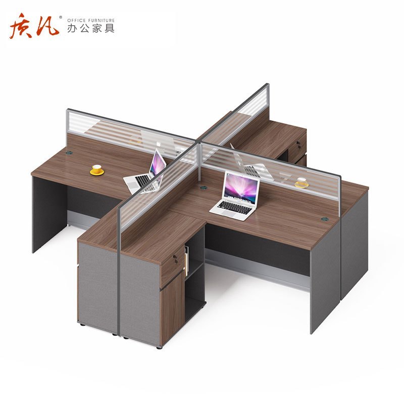质凡简约员工职员桌多人办公屏风桌 U型双人位办公桌