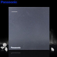 松下(Panasonic)开关插致承系列86型暗装家用无框大面板开关墙壁电源插座86型一位单3位双荧光灯开关云碳灰 致承云碳灰 空白面板盖板