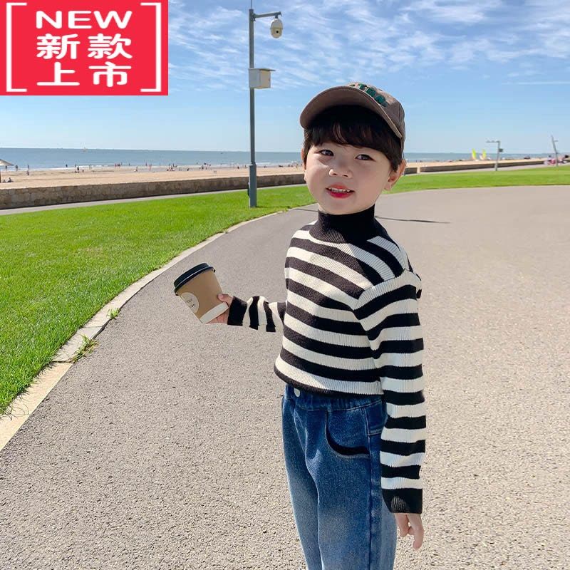 可莉允男童毛衣秋冬款小童半高领针织衫加厚儿童打底衫冬季宝宝冬装上衣图片