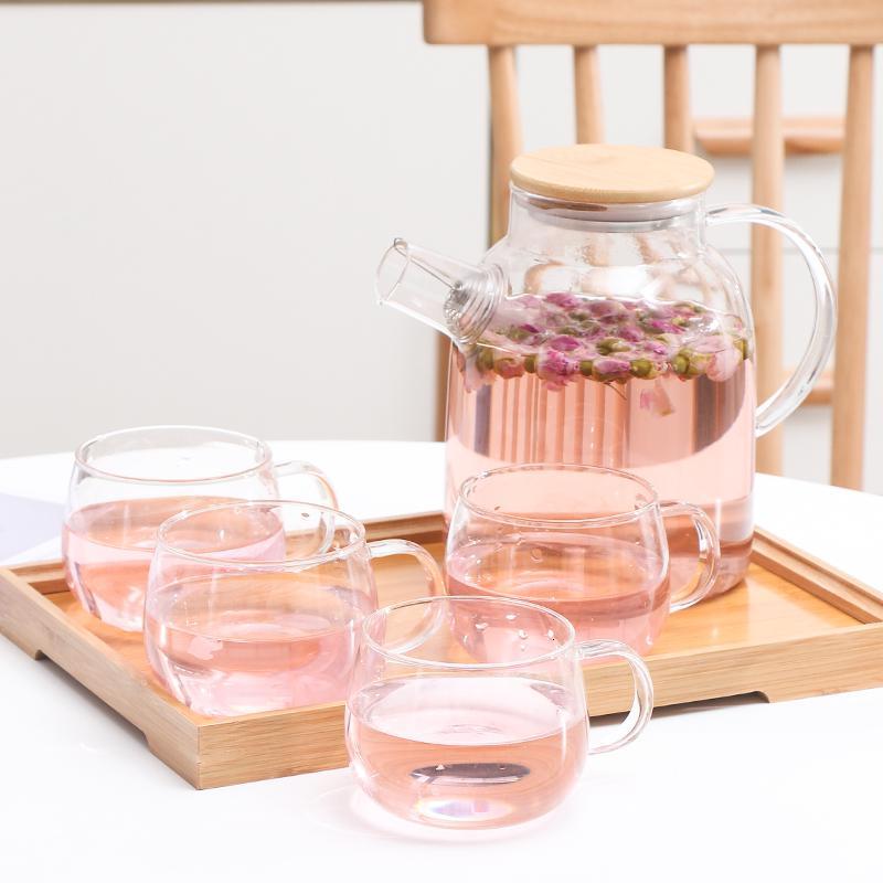 冷水壶凉水壶玻璃家用烘焙精灵凉水杯泡茶壶日式北欧大容量套装18l单