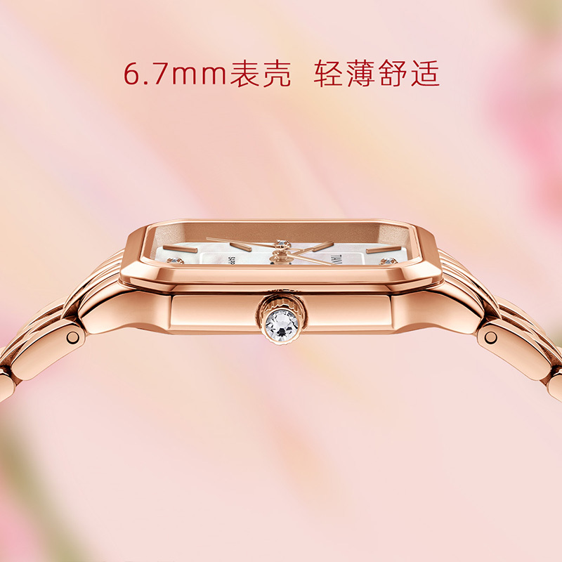天王表 时尚精致小表盘女表气质简约方形石英表送女友生日礼物推荐31542高清大图